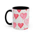 Pink Watercolor Hearts Accent Coffee Mug — Romantic Valentine’s Day Gift