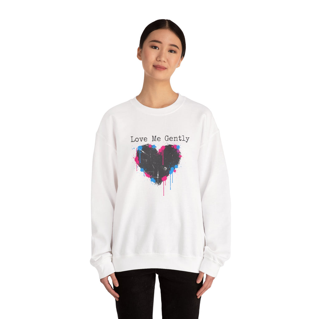 Love Me Gently Grunge Heart Sweatshirt | punk heart design, distressed love