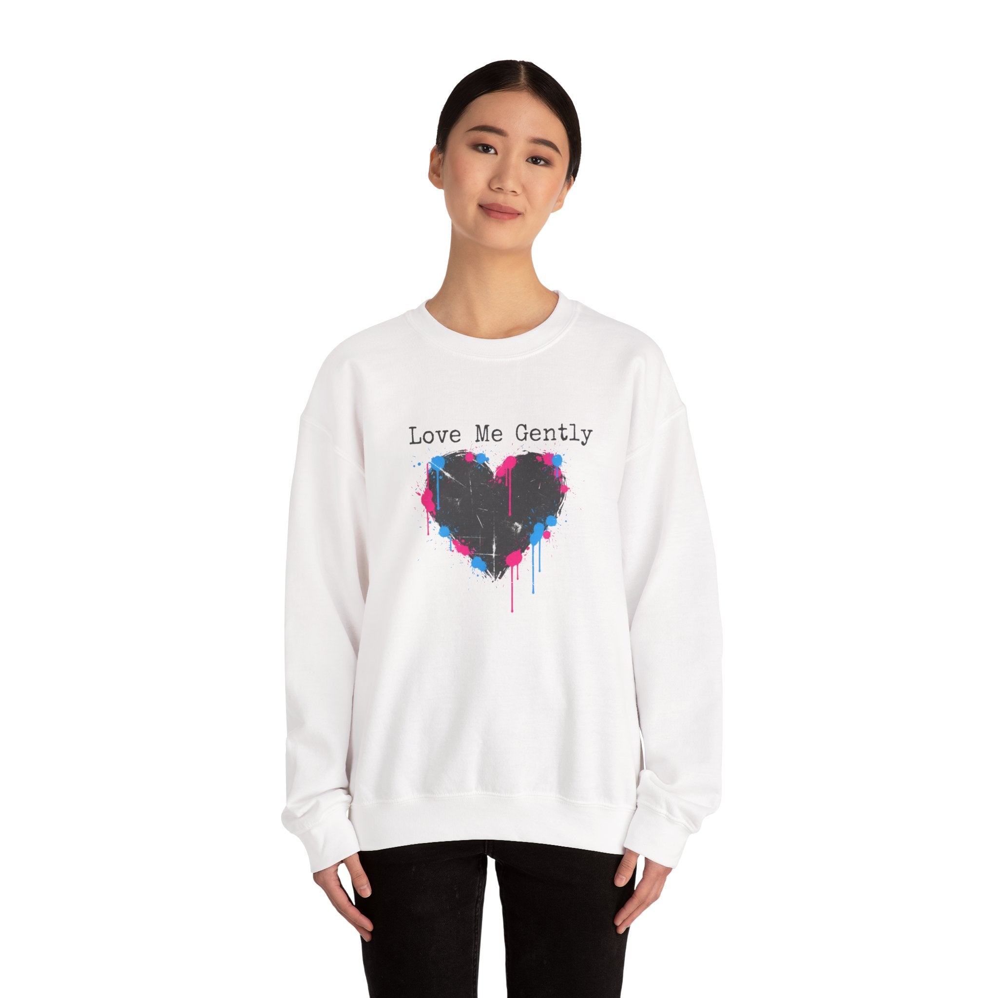 Love Me Gently Grunge Heart Sweatshirt | punk heart design, distressed love