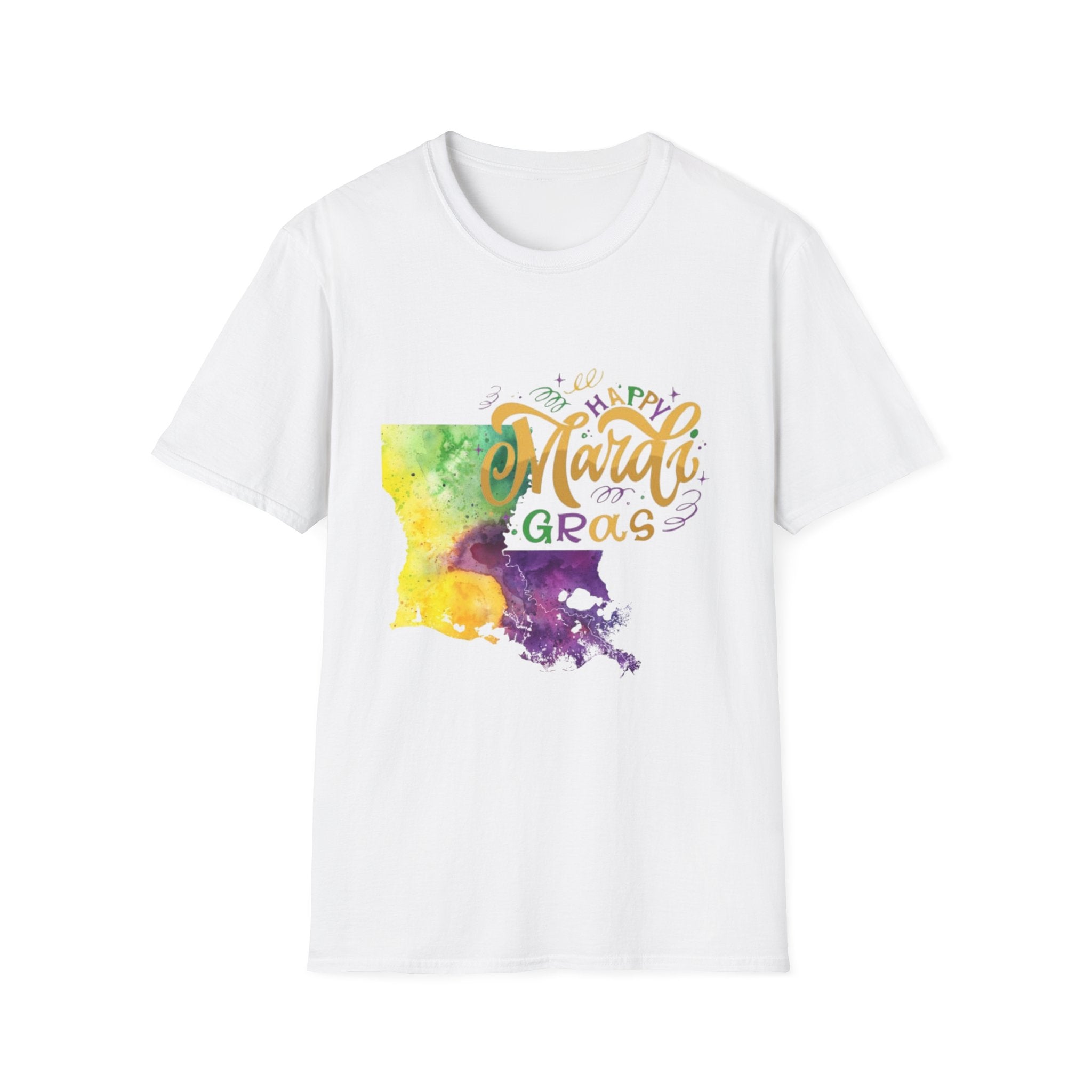 Mardi Gras Louisiana Watercolor T-Shirt — Happy Mardi Gras Celebration Tee