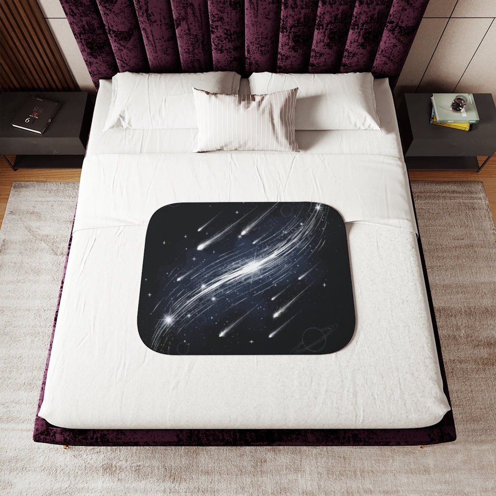 Galaxy Meteor Shower Sherpa Blanket — Cozy Space-Themed Throw