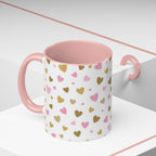 Pink & Gold Heart Accent Coffee Mug — Romantic Valentine’s Tea & Coffee Cup