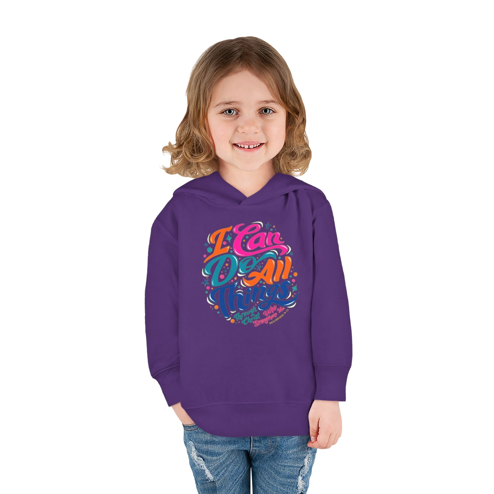 Toddler Pullover Fleece Hoodie- "I Can Do All Things"