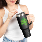 St. Patrick's Day 40oz Insulated Travel Mug — 'Happy St. Patrick's Day' Neon Green Design