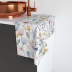 Floral Watercolor Hand Towel — Pastel Wildflower Kitchen & Bath Towel