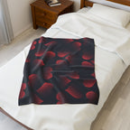 Red Heart Pattern Velveteen Plush Blanket — Cozy Romantic Throw for Valentine’s Day