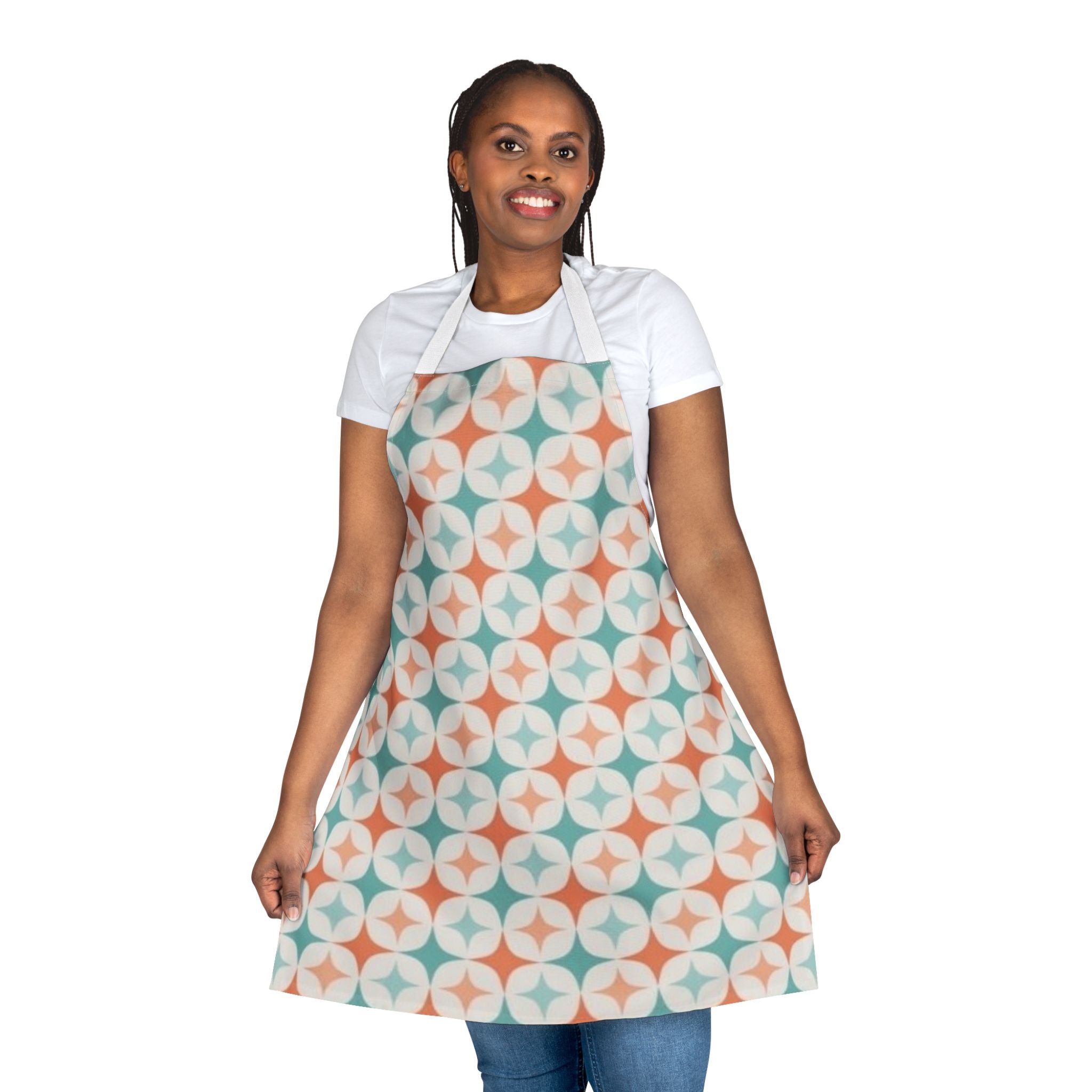 Retro Starburst Pattern Apron — Mid-Century Modern Kitchen Gift