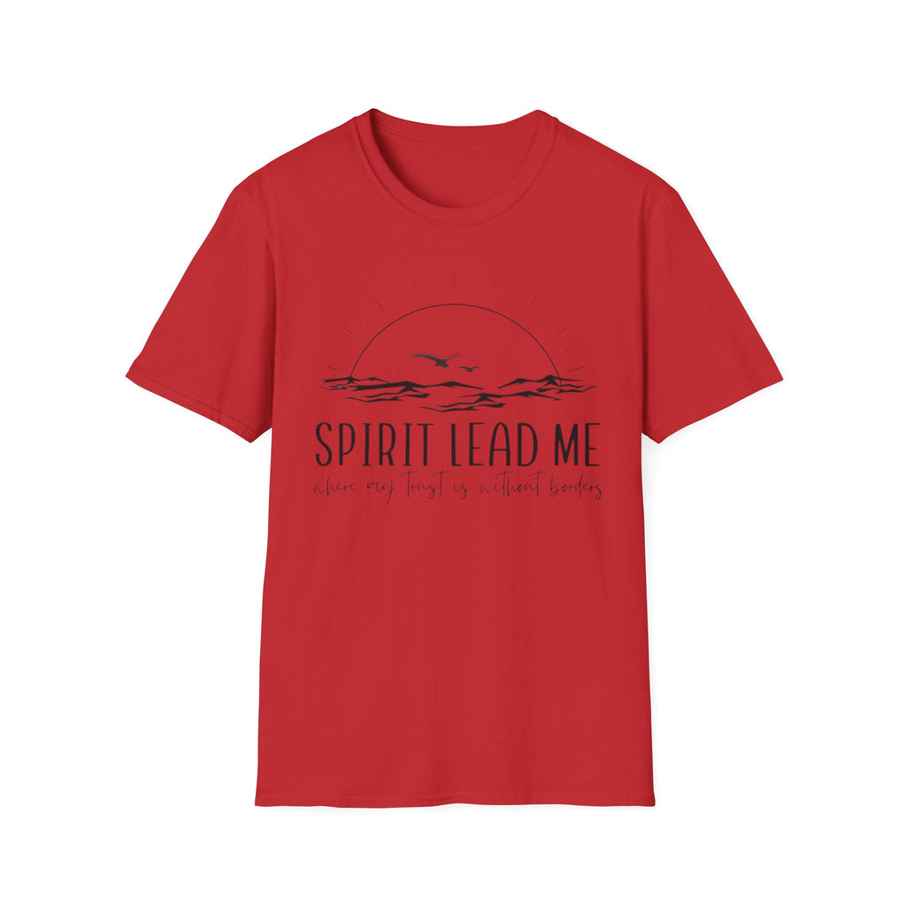 T-Shirt — "Spirit Lead Me" Faith Graphic Tee with Sunset & Birds
