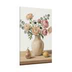 Floral Vase Canvas Wall Art — Pastel Peonies & Ranunculus Stretched Print