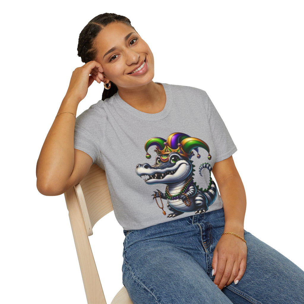 Mardi Gras Jester Alligator T-Shirt — Carnival Croc Graphic Tee