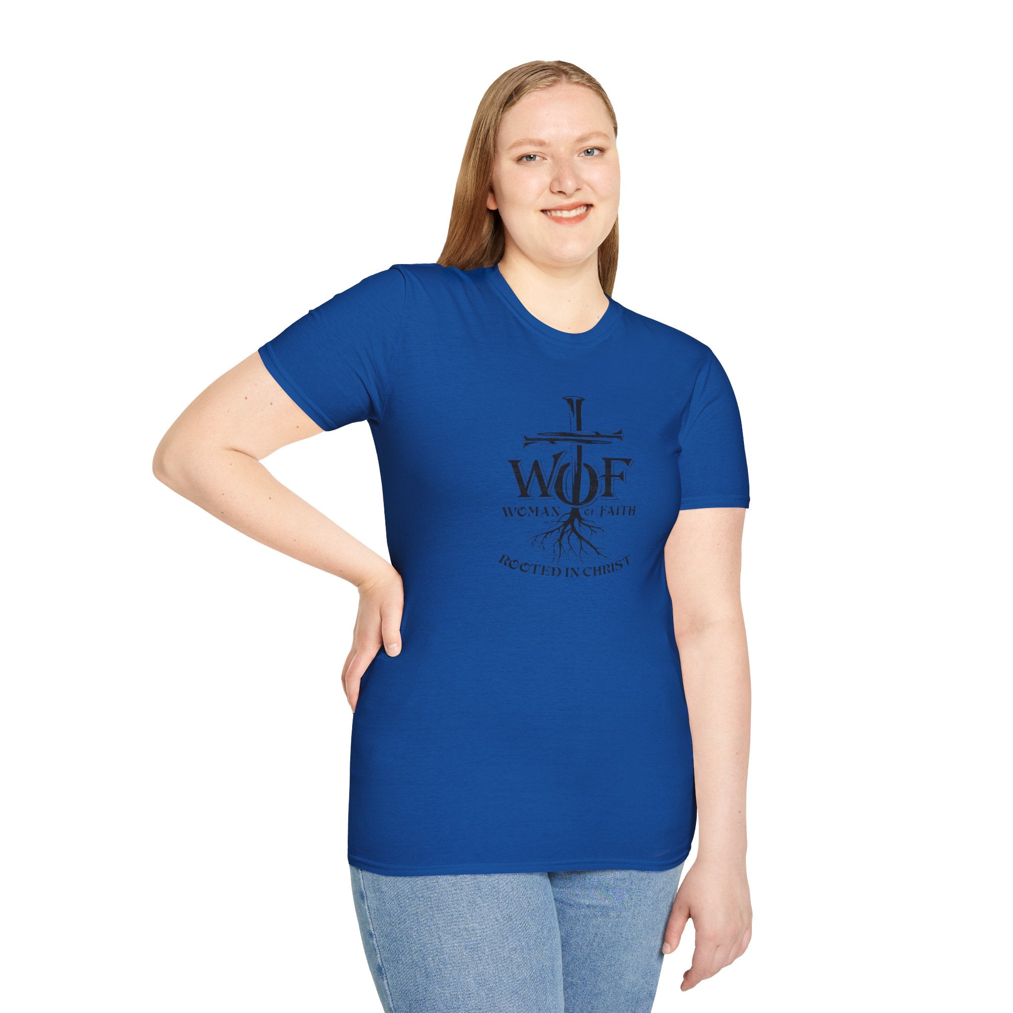 Faith T-Shirt - "WOF Woman of Faith Rooted in Christ" Christian Tee