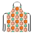Retro Geometric Apron — Mid Century Mod Pattern in Orange, Peach & Teal