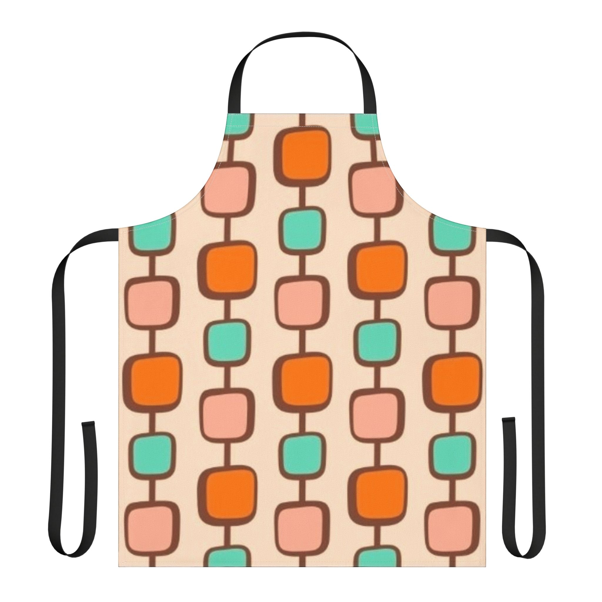 Retro Geometric Apron — Mid Century Mod Pattern in Orange, Peach & Teal