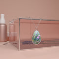 Spring Meadow Oval Pendant Necklace — Floral Photo Teardrop Jewelry