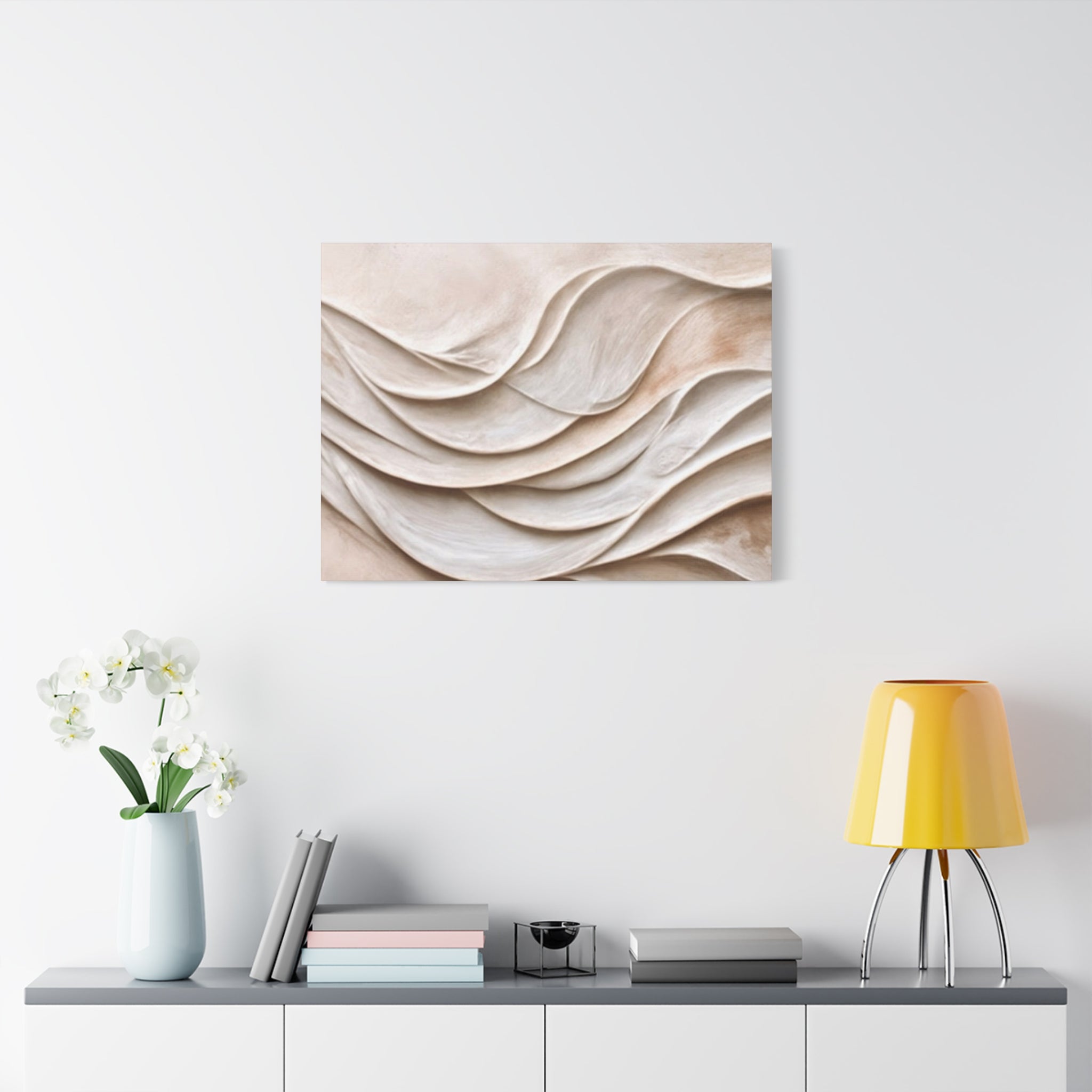 Neutral Abstract Wave Texture Matte Canvas Wall Art