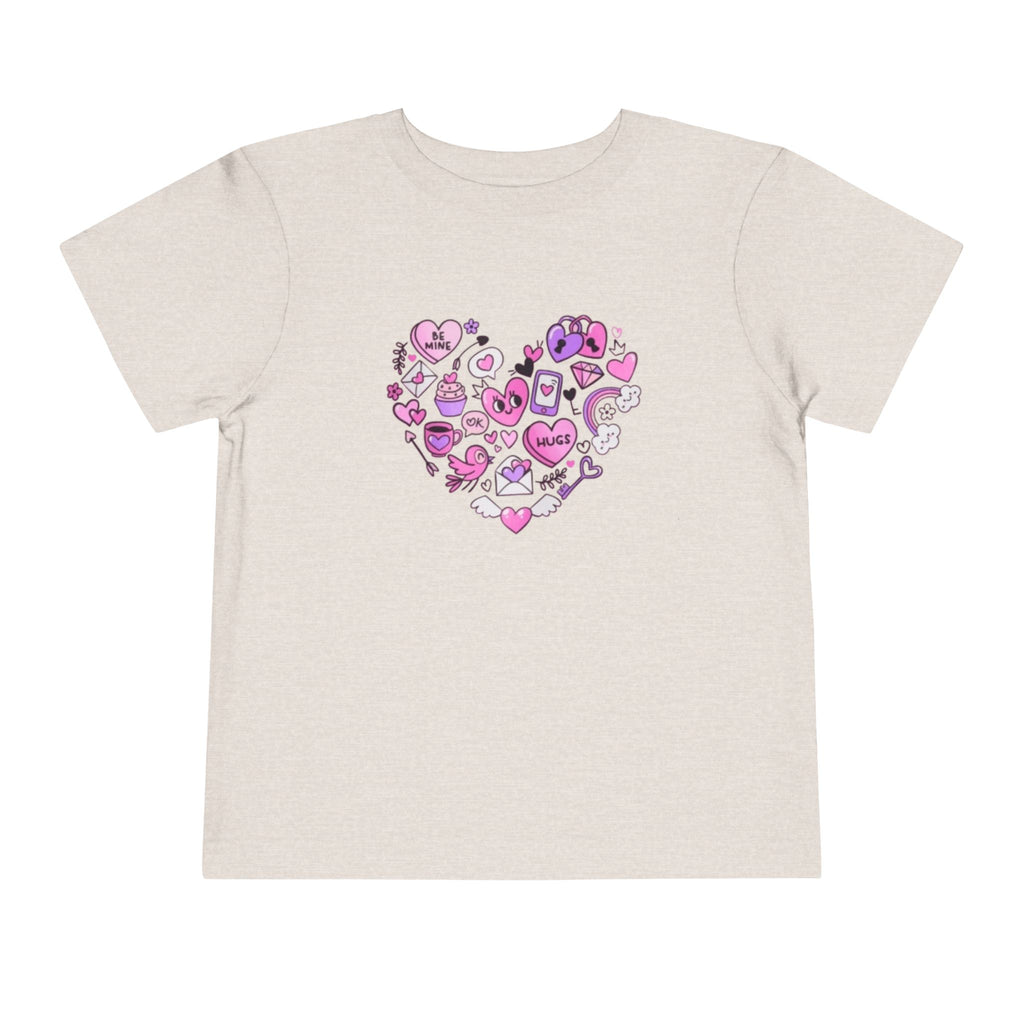 Toddler Tee — Pink Heart Doodle Design (Love, Kisses & Cute Icons)