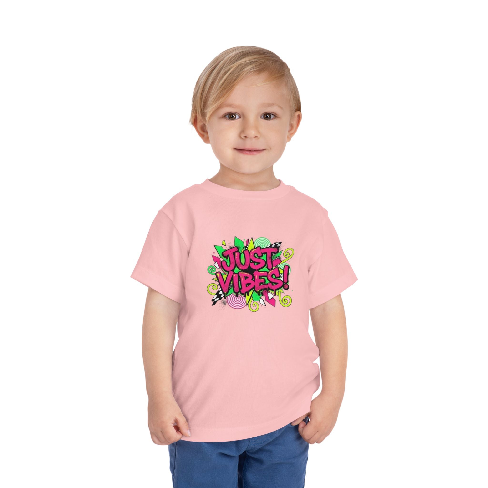 Toddler Tee - "Just Vibes!" Colorful Retro Graphic Kids T‑Shirt