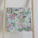 Floral Songbird Hand Towel — Pastel Botanical Kitchen & Bath Decor