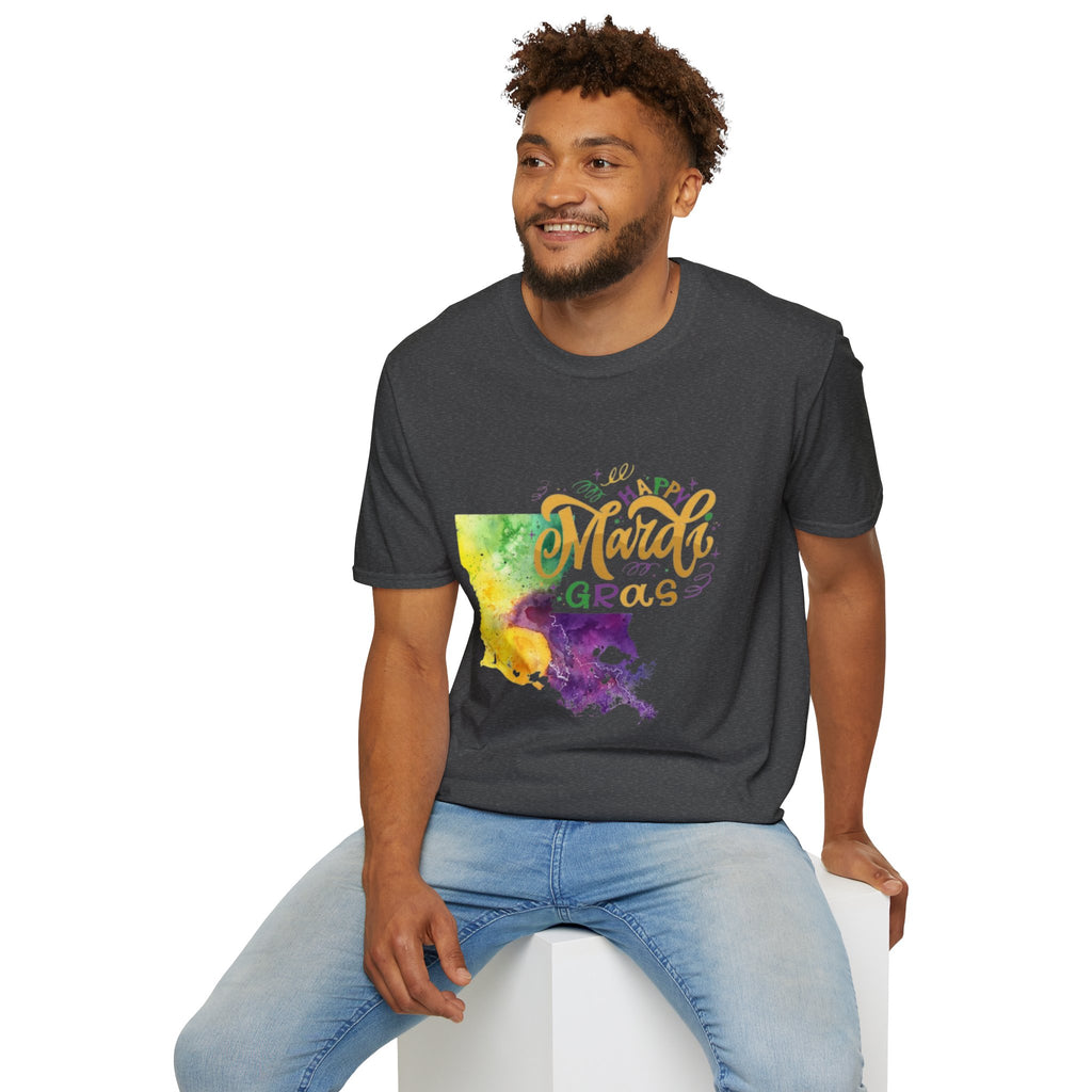 Mardi Gras Louisiana Watercolor T-Shirt — Happy Mardi Gras Celebration Tee