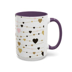 Heart Garland Accent Coffee Mug — Pink & Gold Valentine Ceramic