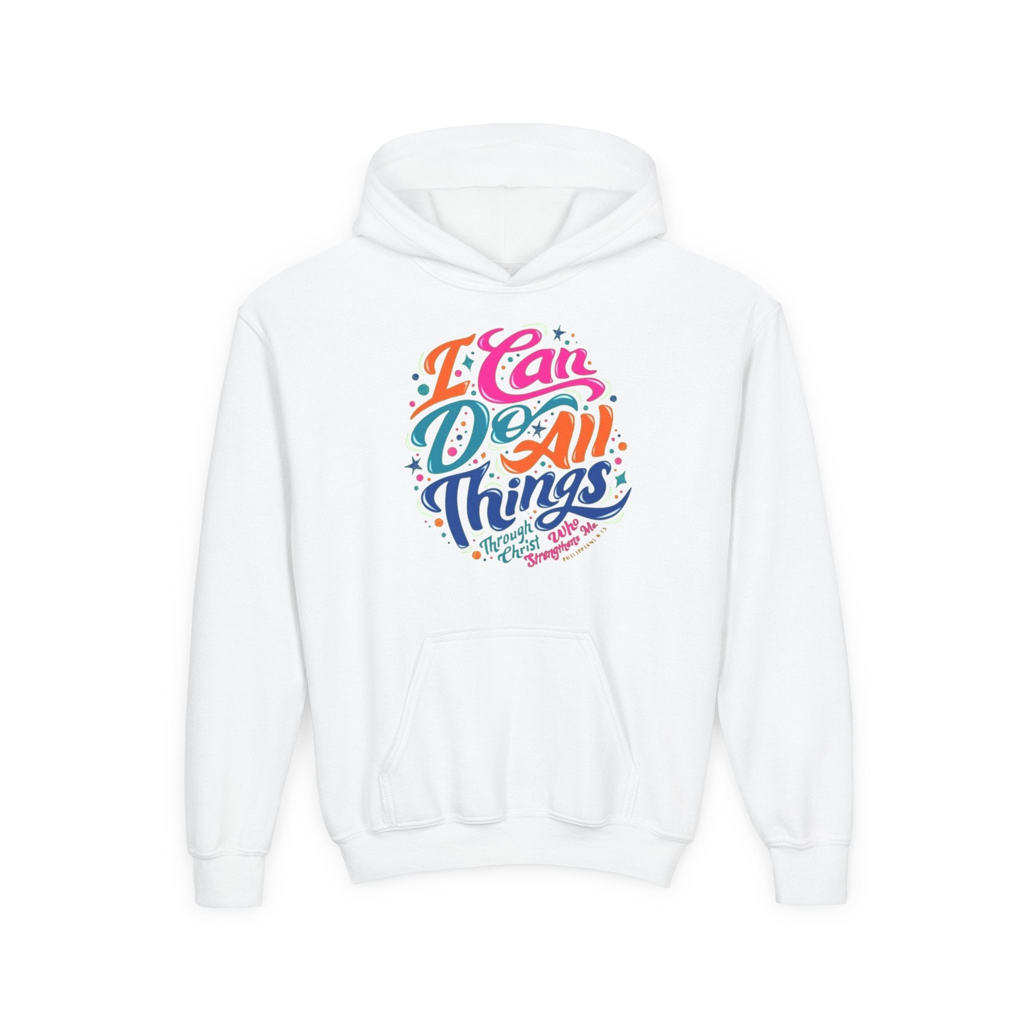 Youth Hoodie — "I Can Do All Things" Inspirational Christian Sweatshirt