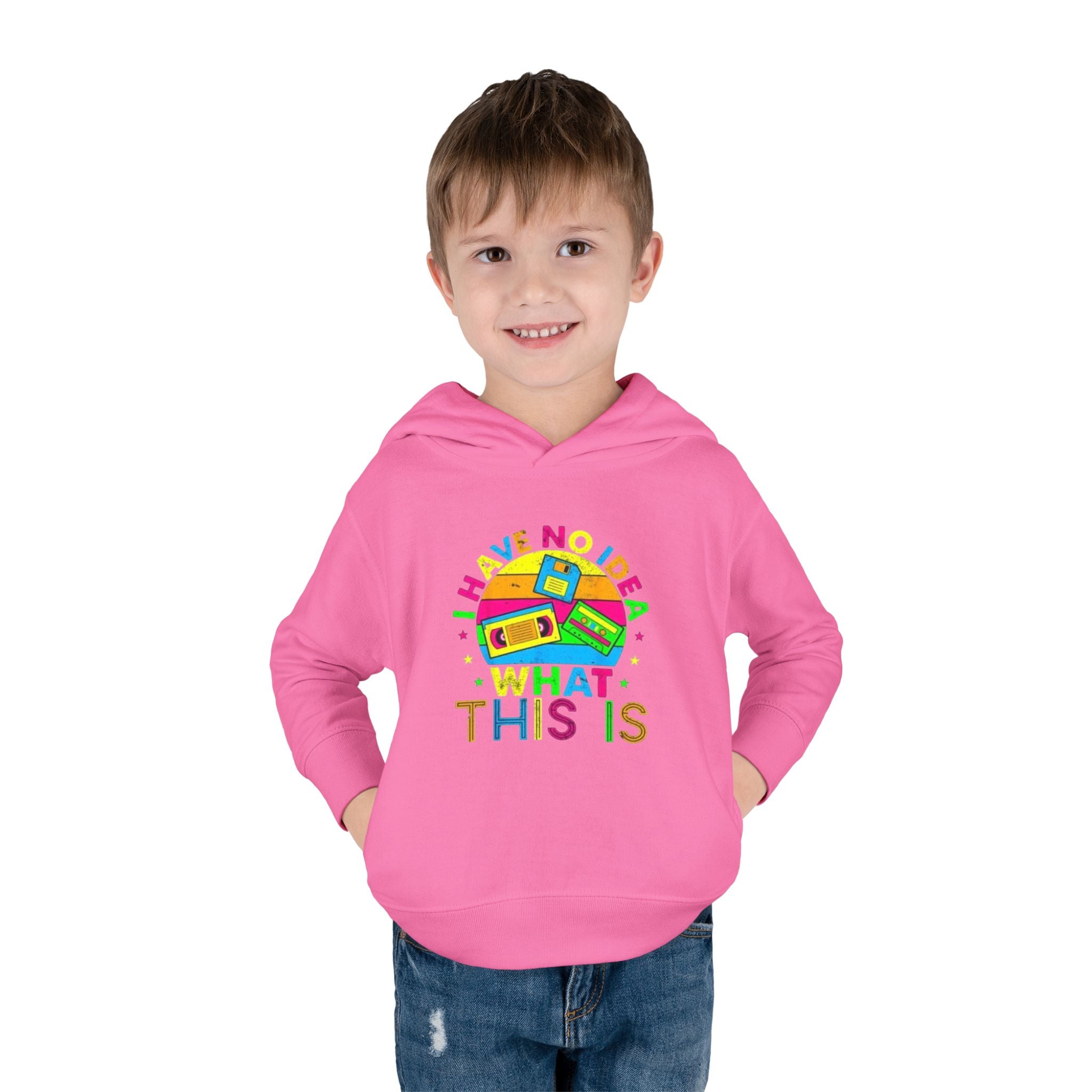 Toddler Hoodie — "I Have No Idea What This Is" Colorful Toy Graphic