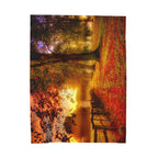 Velveteen Plush Blanket – Golden Autumn Forest Sunset Landscape