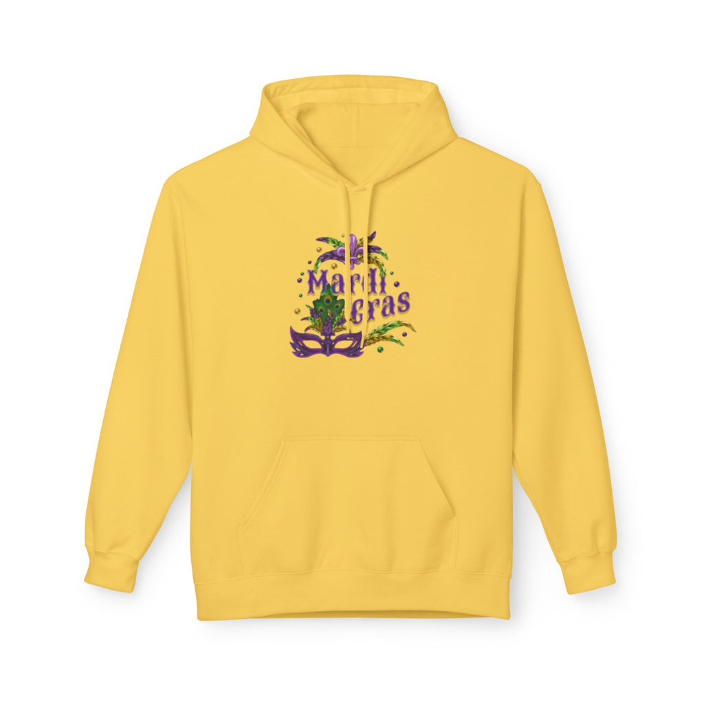 Mardi Gras Mask Hoodie — Purple Green Gold Carnival Pullover