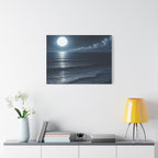 Moonlit Ocean Canvas Wall Art — Serene Night Seascape Matte Stretched Print