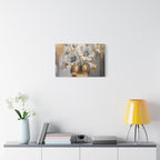 Floral Gold Vase Canvas Print — Elegant White & Blue Flower Wall Art