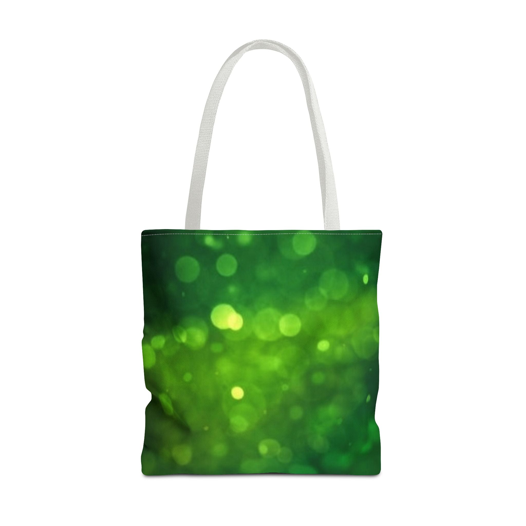 Green Bokeh Tote Bag — Sparkling Nature-Inspired All-Over Print Tote