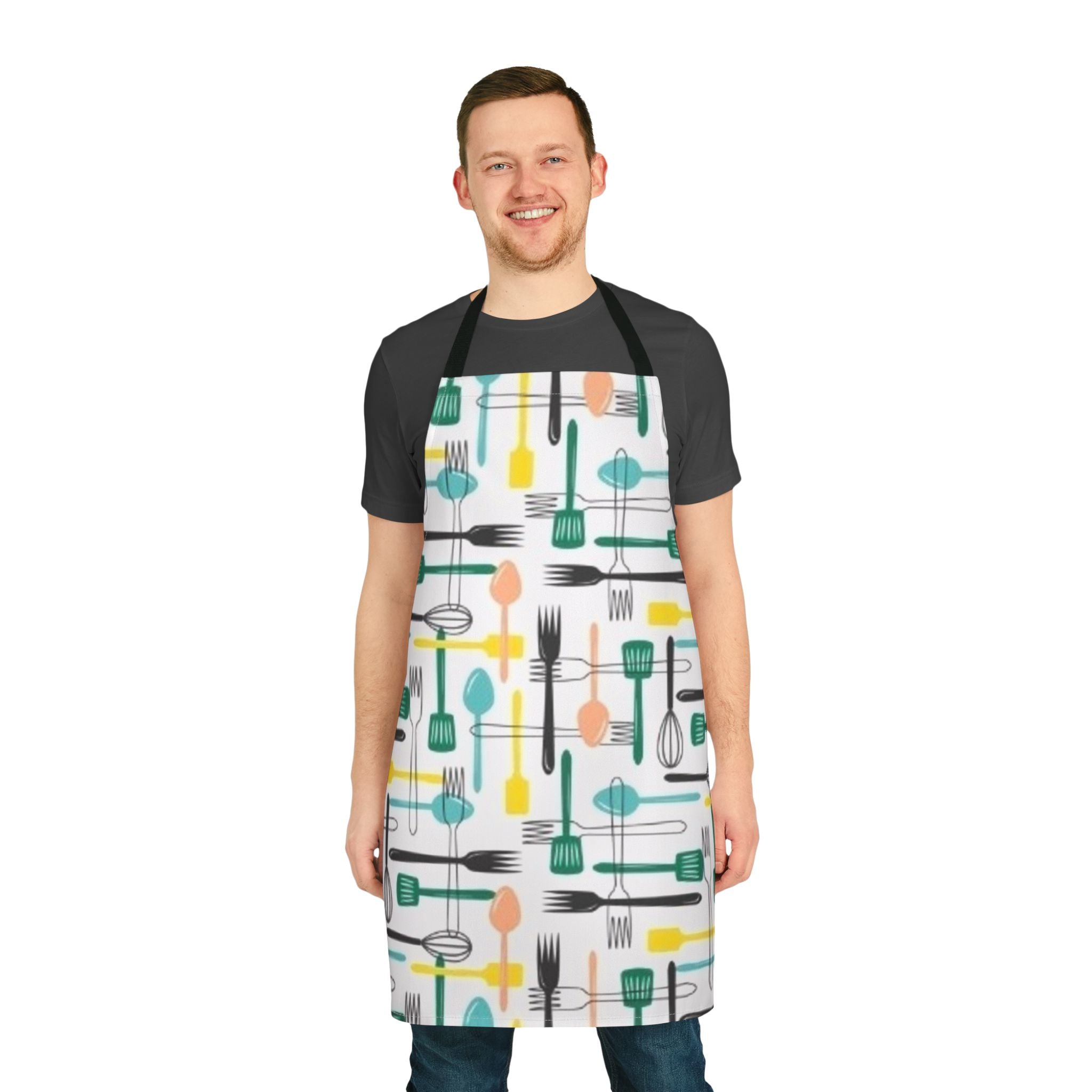 Kitchen Utensil Pattern Apron — Colorful Retro Cooking Apron