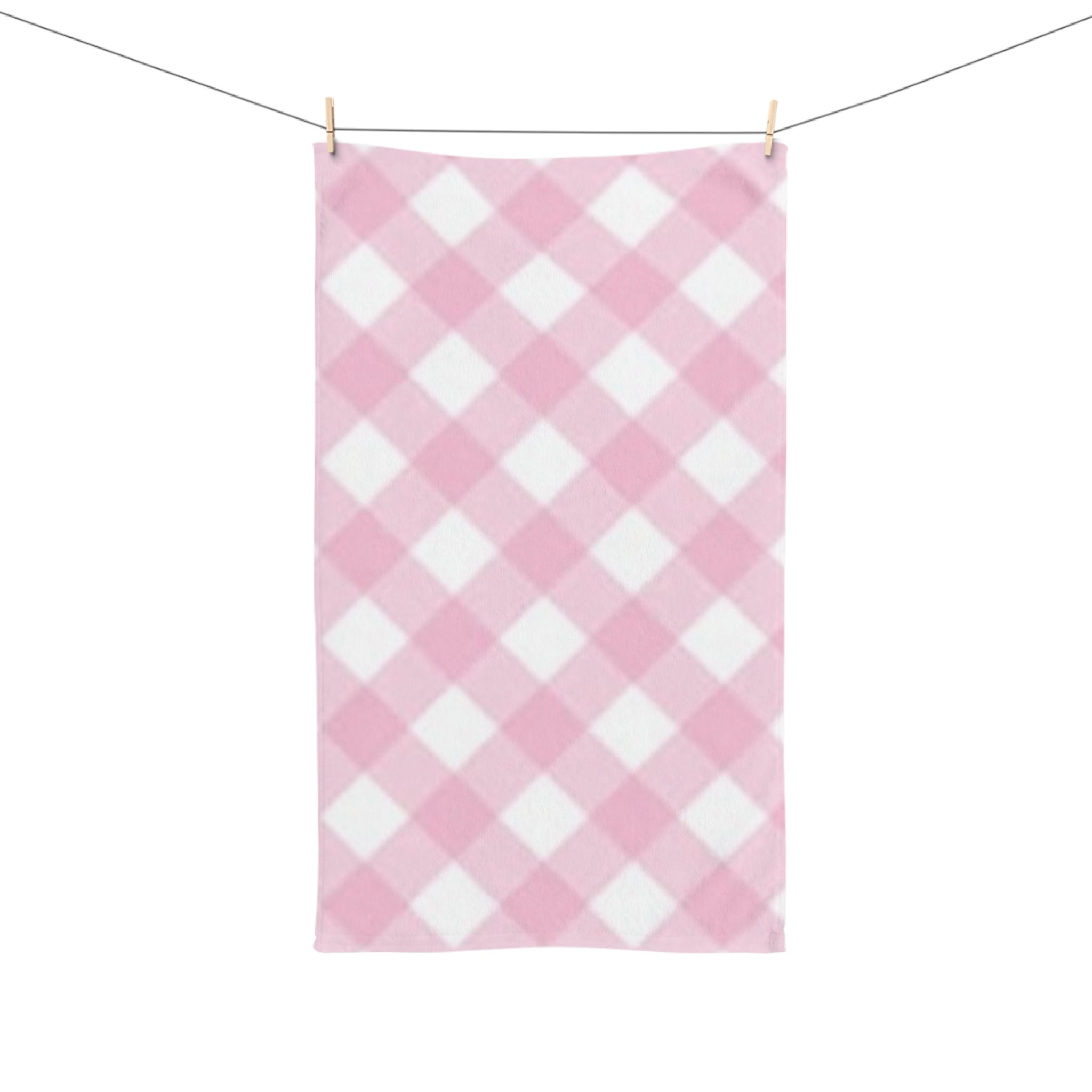 Pink Gingham Hand Towel — Cute Farmhouse Kitchen & Bathroom Accent