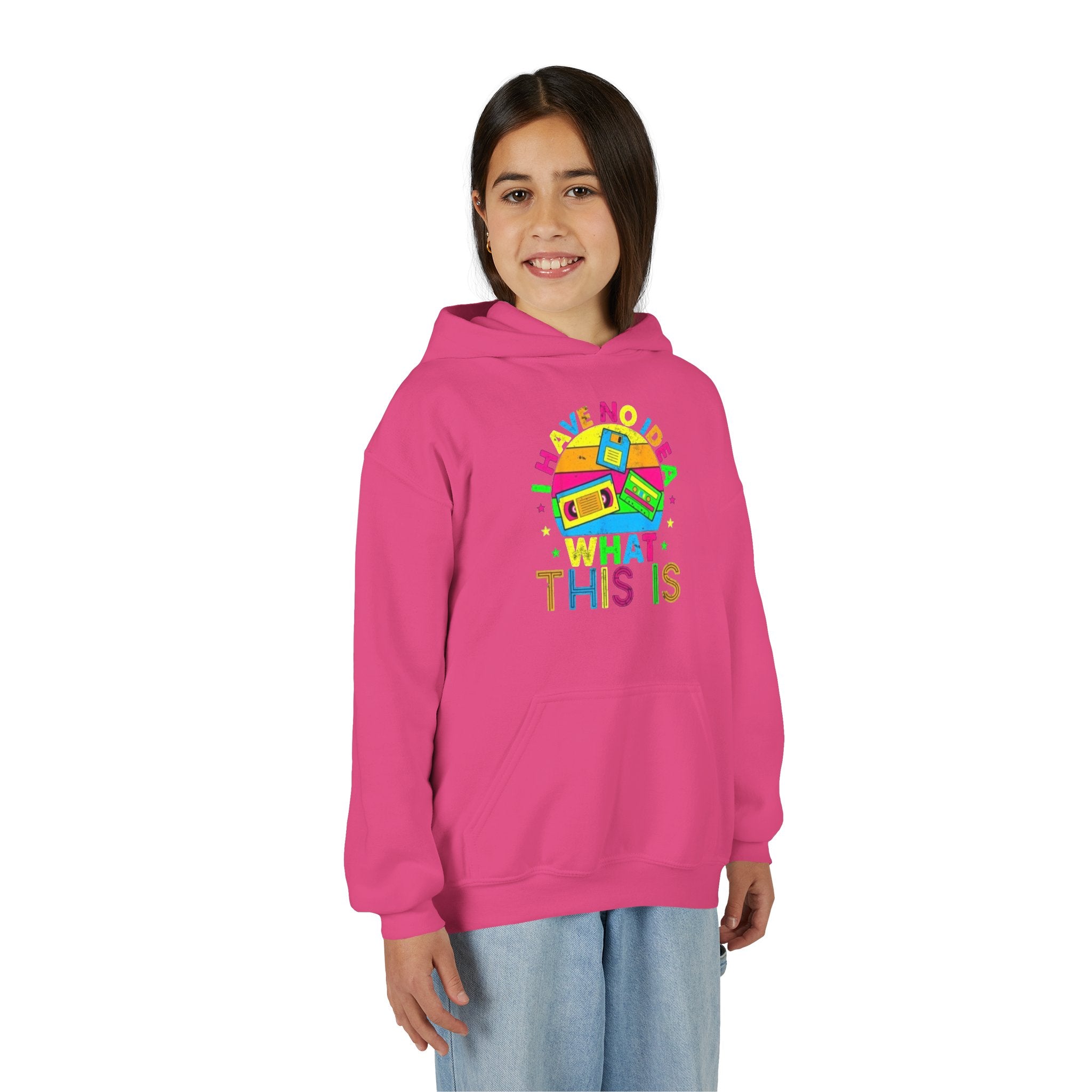 Youth Hoodie — Colorful Retro Cassette 'I Have No Idea What This Is' Graphic
