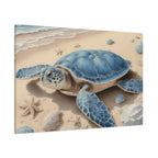 Blue Sea Turtle Canvas Art — Coastal Beach Wall Decor