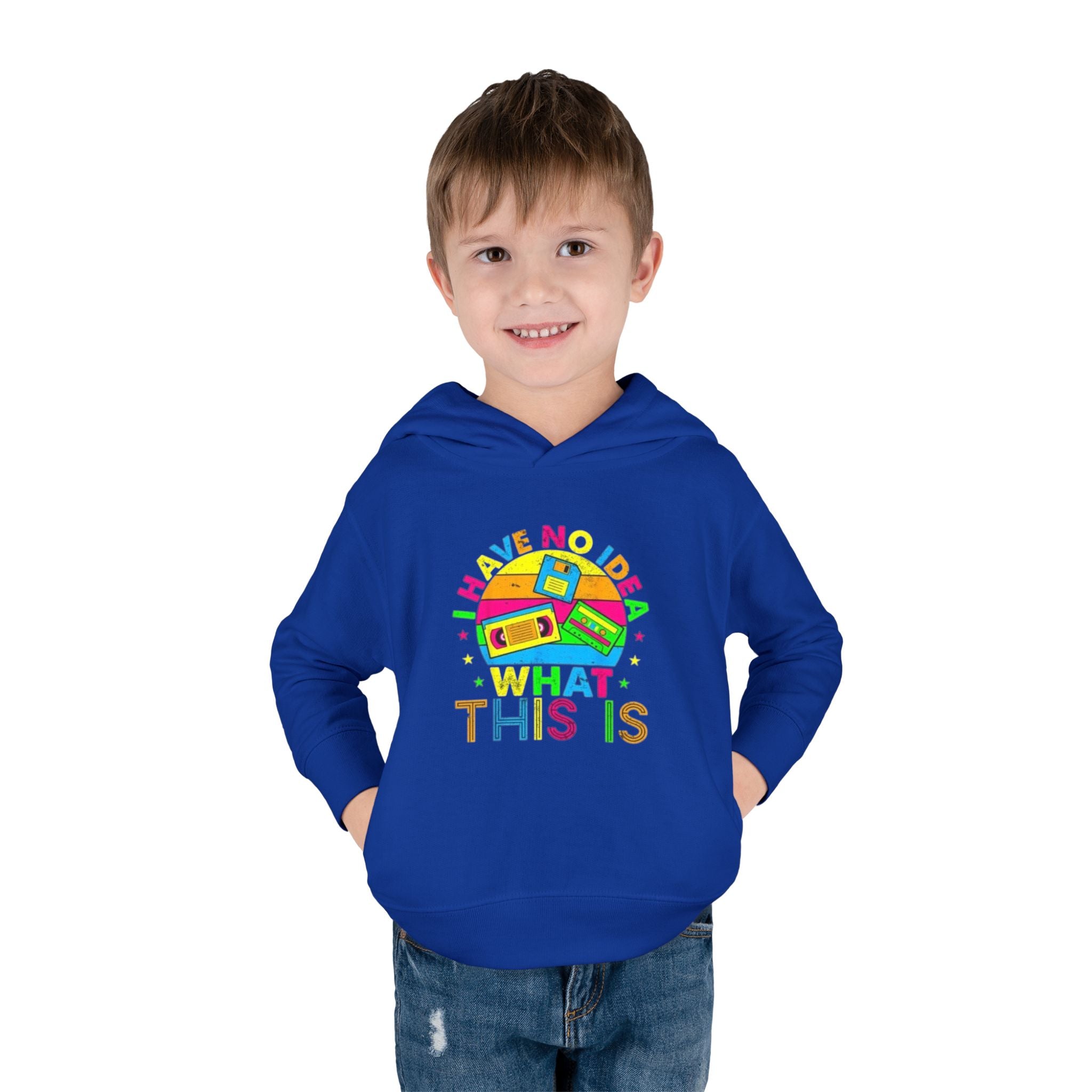 Toddler Hoodie — "I Have No Idea What This Is" Colorful Toy Graphic