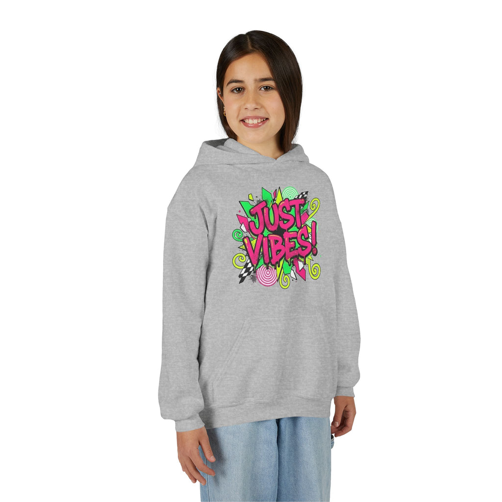 Youth Hoodie - "Just Vibes" Neon Graffiti Pullover