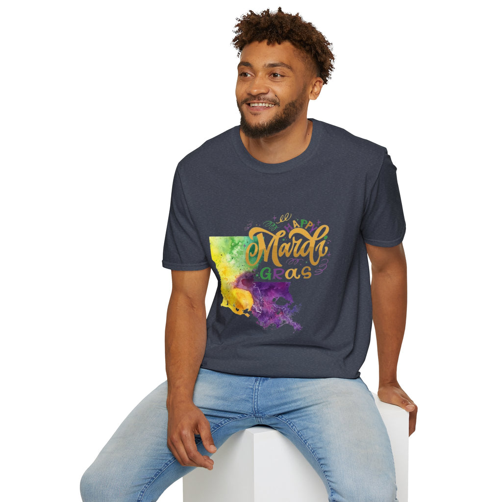 Mardi Gras Louisiana Watercolor T-Shirt — Happy Mardi Gras Celebration Tee