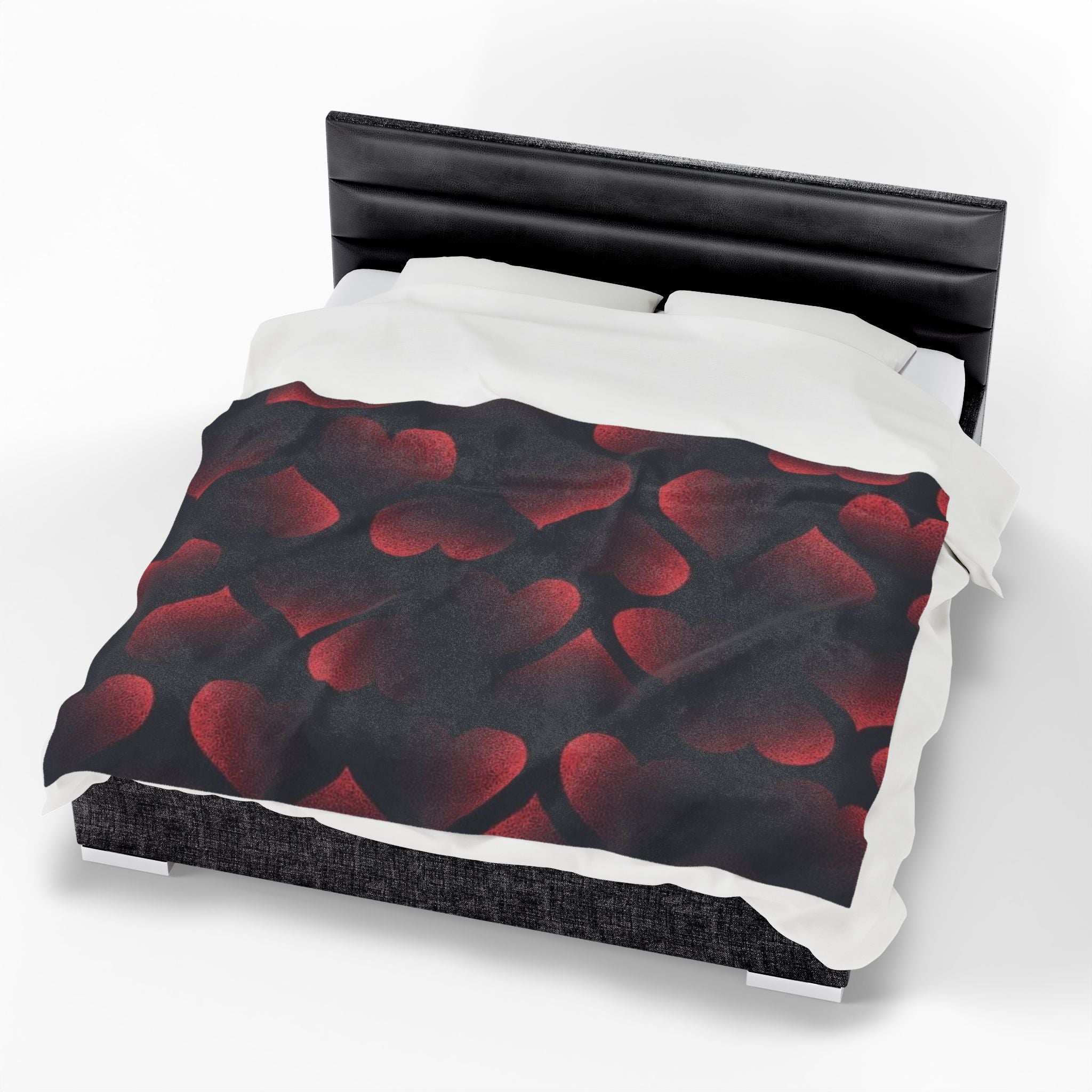 Red Heart Pattern Velveteen Plush Blanket — Cozy Romantic Throw for Valentine’s Day