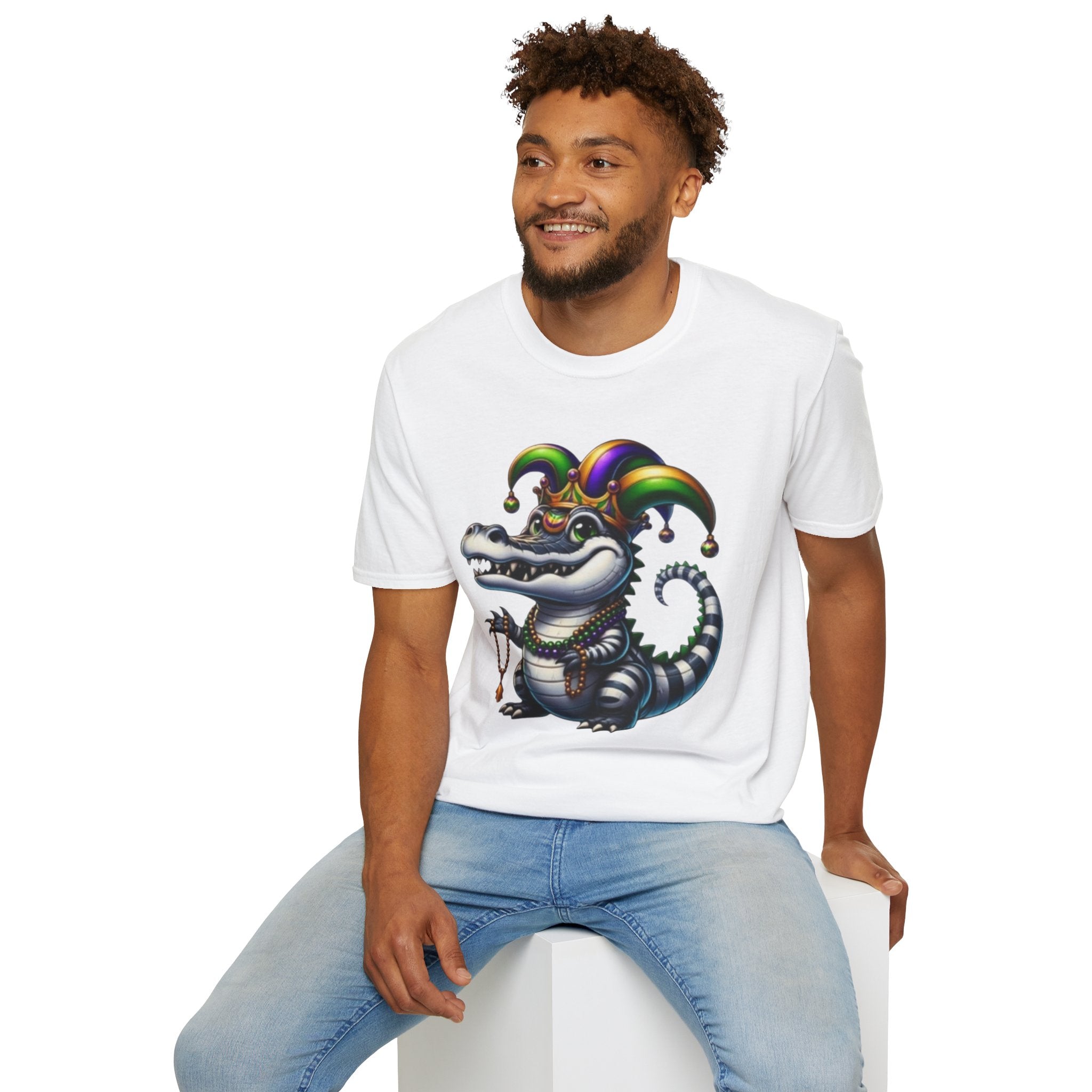 Mardi Gras Jester Alligator T-Shirt — Carnival Croc Graphic Tee