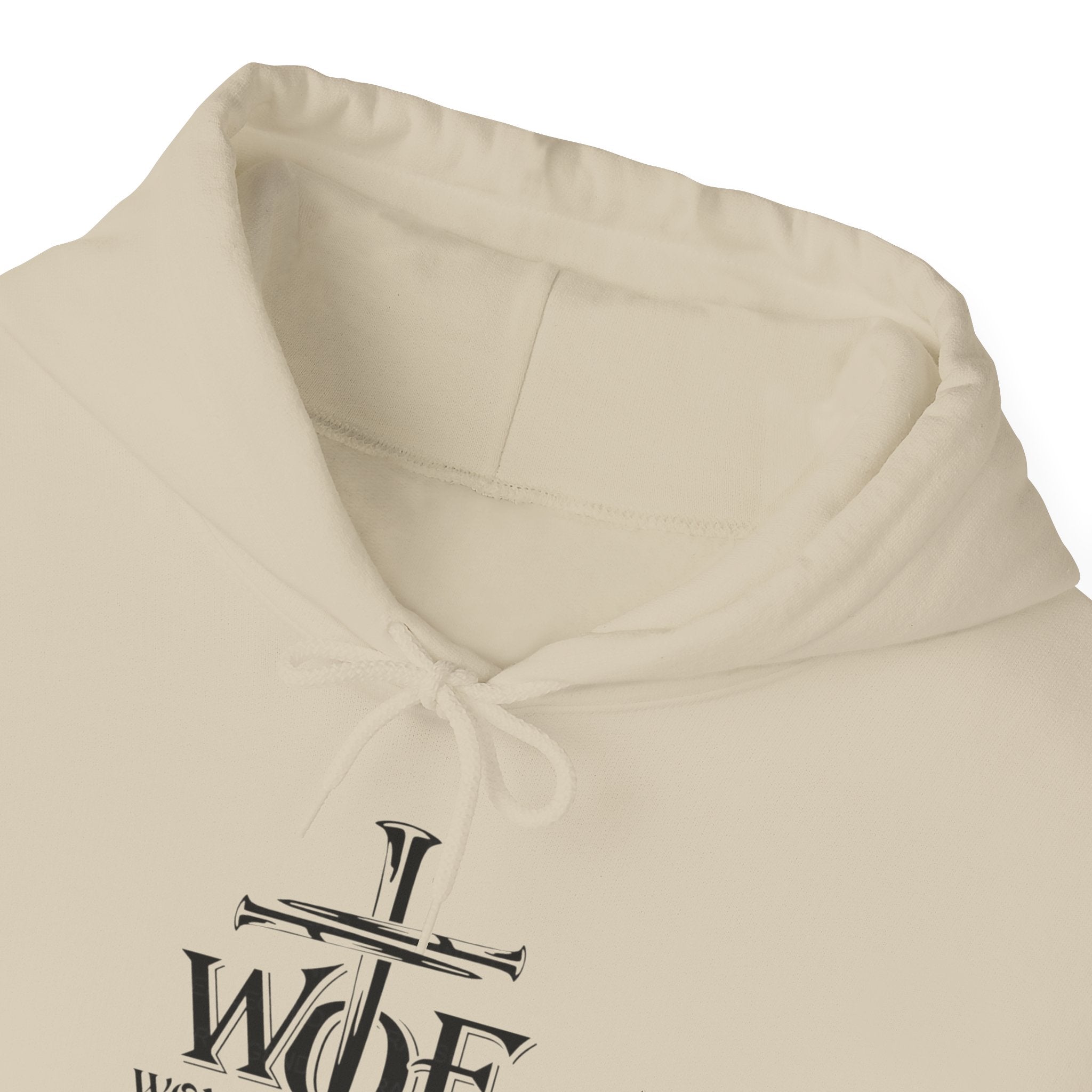 Hoodie — "W.O.F. Woman of Faith" Cross Christian Graphic Pullover