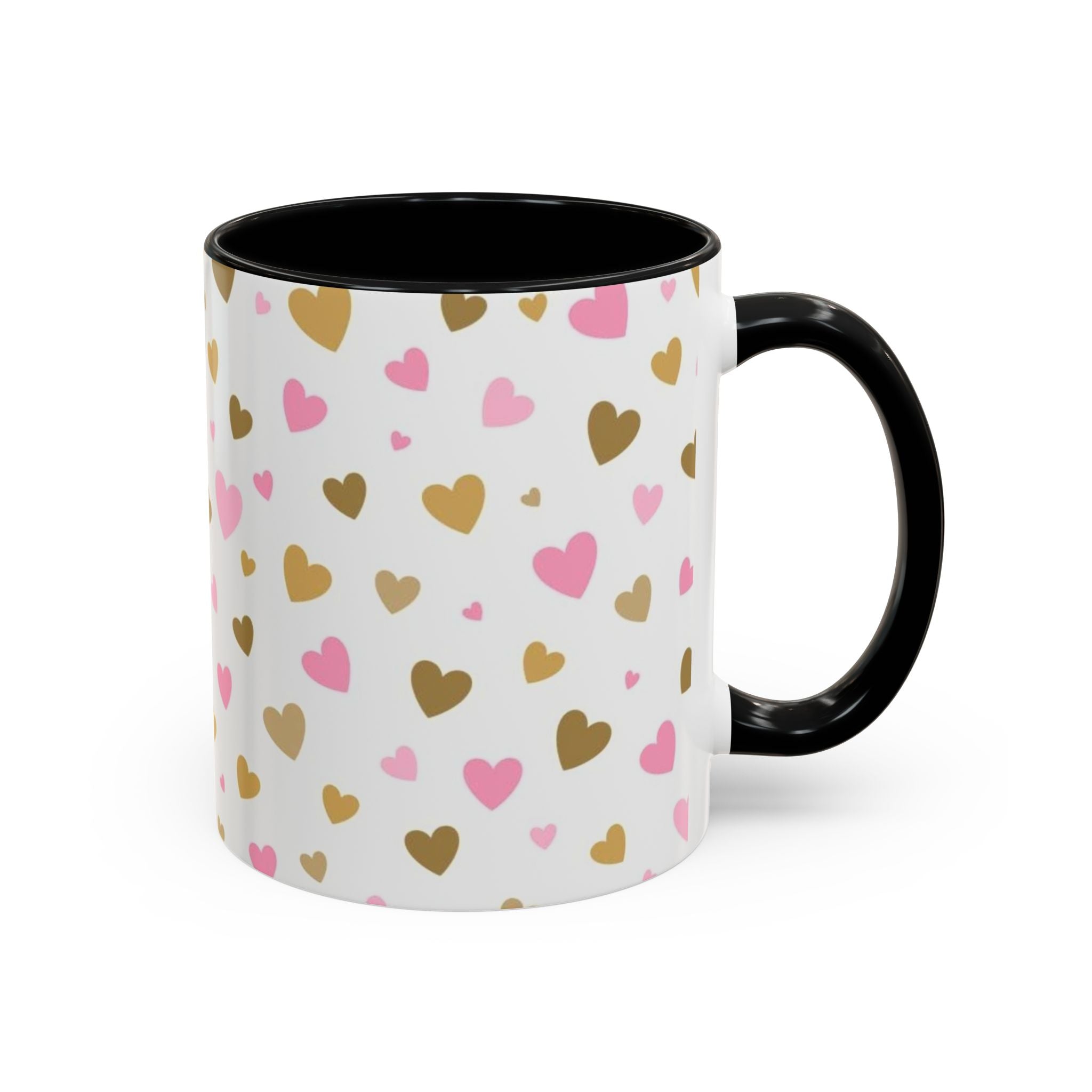 Pink & Gold Heart Accent Coffee Mug — Romantic Valentine’s Tea & Coffee Cup