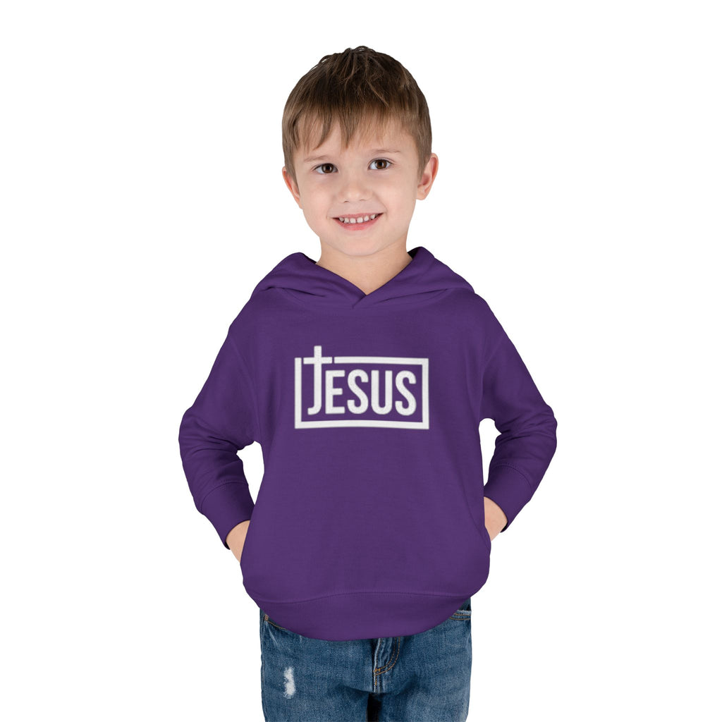Toddler Jesus Hoodie – Kids Faith Pullover Fleece with 'JESUS' Box Logo