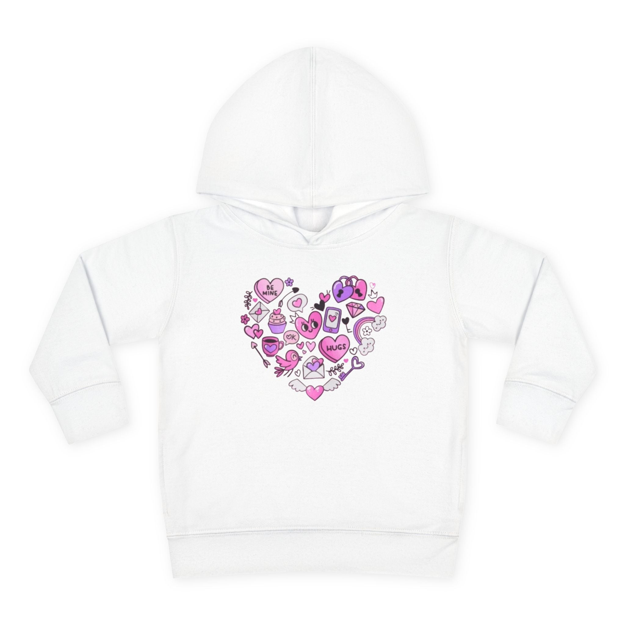 Toddler Heart Doodle Hoodie – Pink Love Icons Pullover