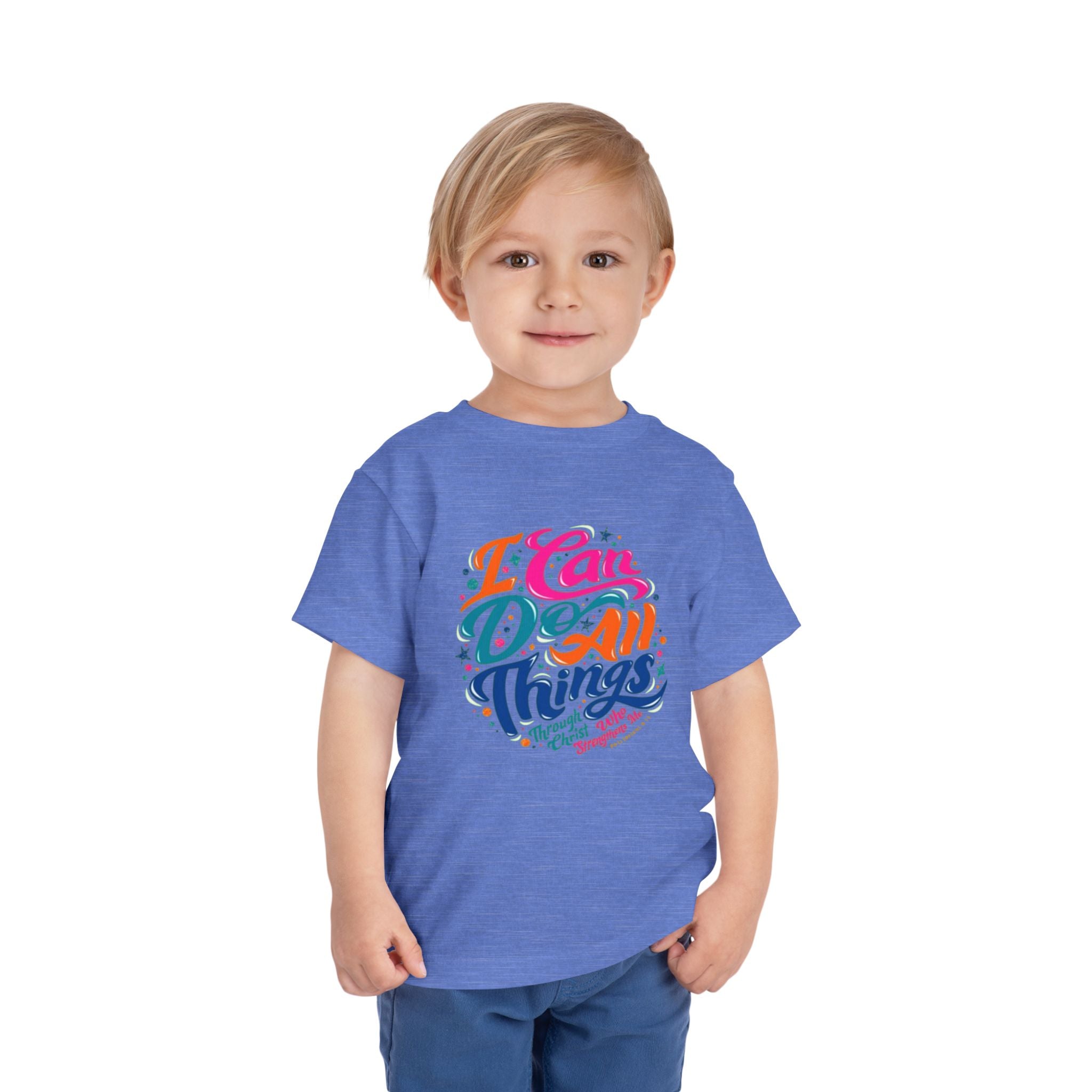 I Can Do All Things Toddler Tee – Colorful Inspirational Kids Shirt