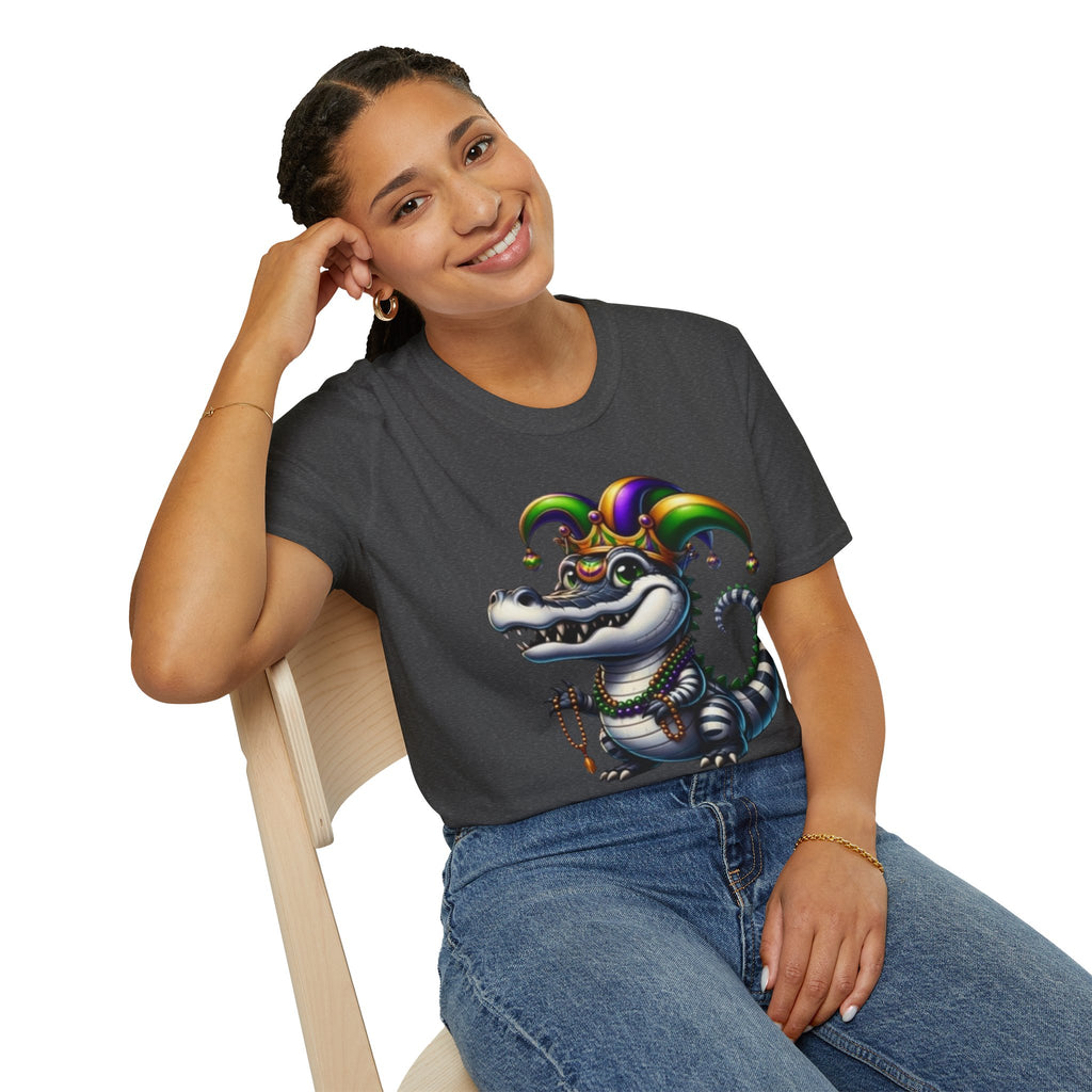 Mardi Gras Jester Alligator T-Shirt — Carnival Croc Graphic Tee