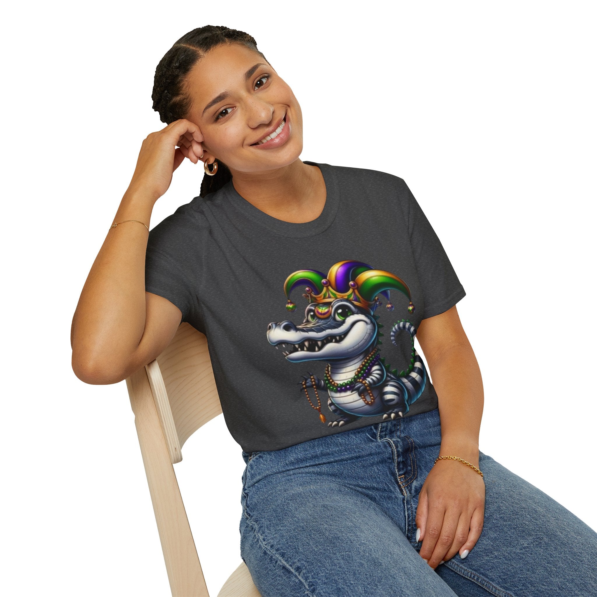 Mardi Gras Jester Alligator T-Shirt — Carnival Croc Graphic Tee