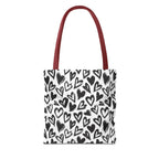 Heart Pattern Tote Bag — Black & White Hand-Drawn Hearts All-Over Print