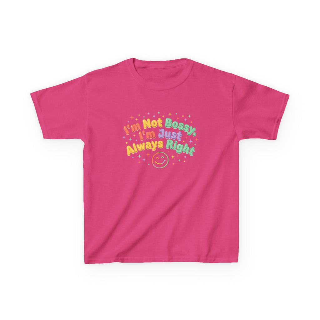 Kids Tee - "I'm Not Bossy I'm Just Always Right" Colorful Smile Graphic