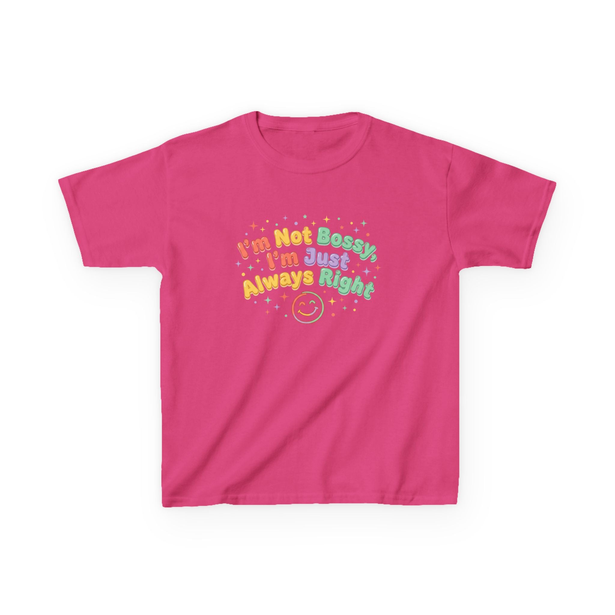 Kids Tee - "I'm Not Bossy I'm Just Always Right" Colorful Smile Graphic